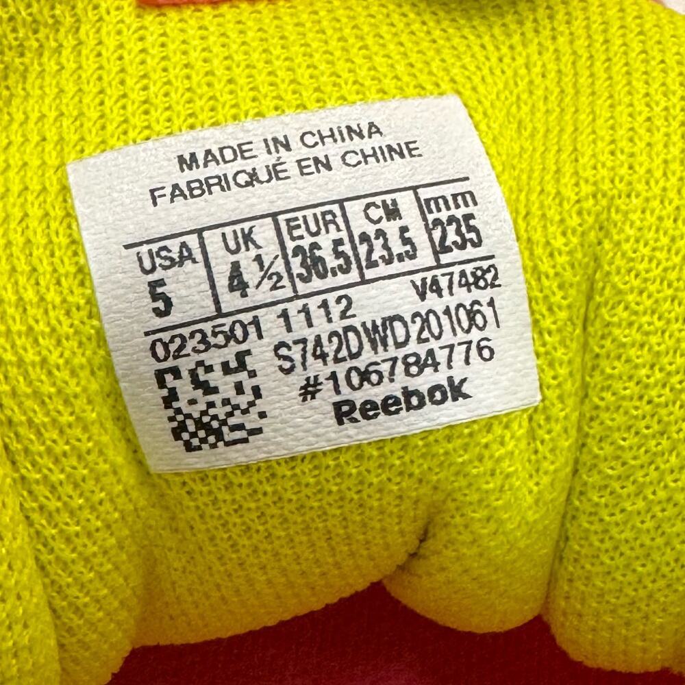 Reebok ZigTech H Strap Pink Yellow Mesh Running Sneakers Womens Size 5 - Picture 6 of 7
